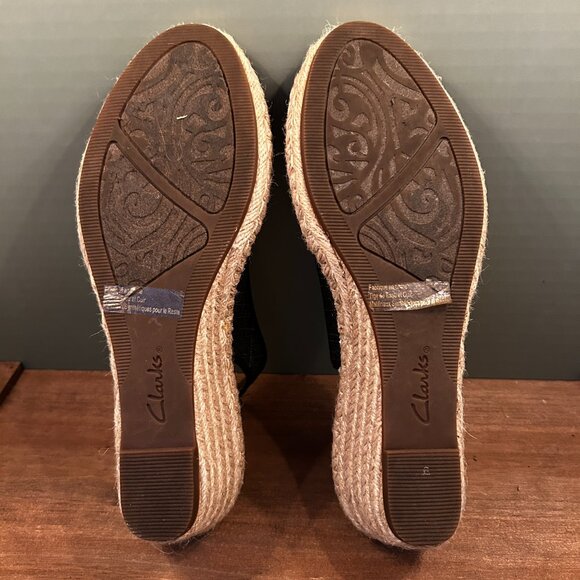 Clarks Artisan Womens Blue Leather Slingback Wedge Sandals Size 9.5M - Picture 7 of 7